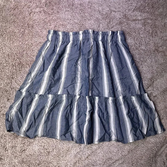 Express Women’s Striped Skirt Blue and white Ruffle Skirt Size S New - Picture 9 of 15